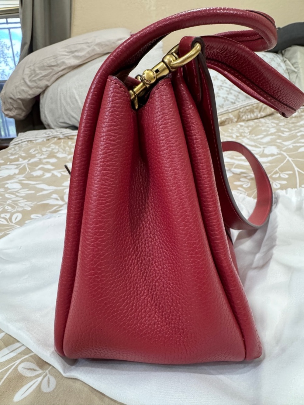 Coach Lana 24 - Pebbled Leather Mini Hobo in Deep Cherry Red with Gold Accents - Picture 6 of 12